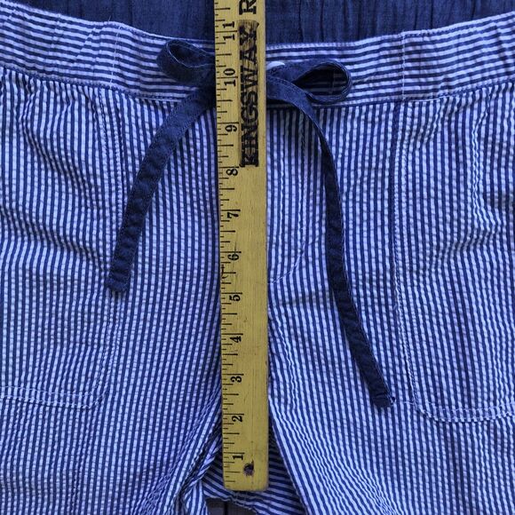 Lands End Seersucker Pants Womens 10 Blue Drawstring Waist Coastal Preppy Comfy - Picture 10 of 13